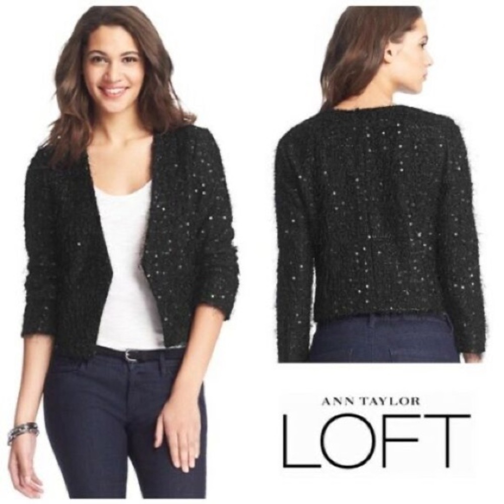 Ann Taylor Loft Black Sequence Winter Blazer